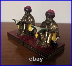 RARE Ronson Plated and Enameled Arab Scholar Bookends 1923