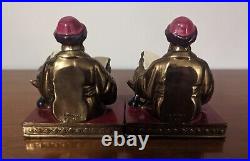 RARE Ronson Plated and Enameled Arab Scholar Bookends 1923