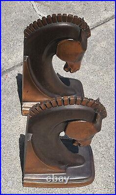 RARE Vintage Bronze & Copper Machine Age Trojan Horse Bookends By Dodge Inc. 1930