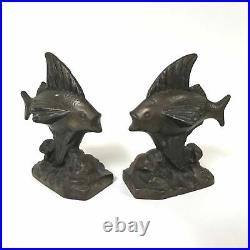 Rare Antique Art Deco Open-mouthed Fish Bookends 1930's