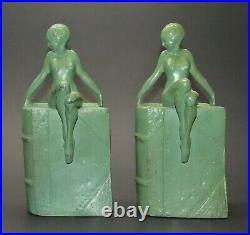 Rare Art Deco FRANKART Nude Bookends No. B-406 ca. 1922-30's Nuart Era