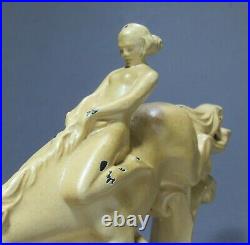 Rare Art Deco NUART Cast Nude Diving Horse Bookends Signed ca. 1925 Frankart Era