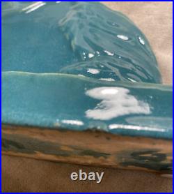 Rare Muncie Pottery Bookends Native American Water Bearer Green Gloss Aqua