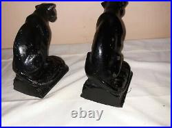 Rare Pair Numbered Hubley Cast Iron Twin Lion Cat Bookends Original Paint