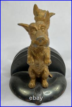 Rare Vtg Greist Scotty Dog Scottish Terrier Bookends Metal Gold Art Deco 1920's