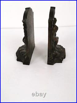 Rodin Thinker Art Deco Bookends Cast Bronze Clad Pair LDB Co 1920s Book Ends