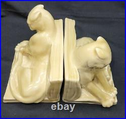 Rookwood Art Pottery Panther Bookends Paperweights Pair 1949 William McDonald