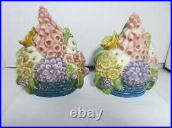 Rookwood Pottery Flower Basket Bookends 1928 #2837 Designer Shirayamadi