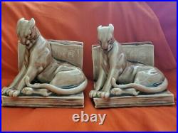 Rookwood pottery 1944 Panther bookends or paperweights
