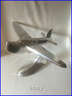 Set of (2) Art Deco Cast Aluminum Airplane Bookends