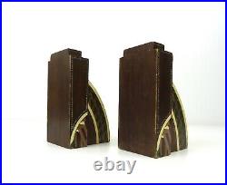 Stunning Very Rare French 30s Art Deco Avantgarde Painted Pair Bookends Antique