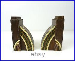 Stunning Very Rare French 30s Art Deco Avantgarde Painted Pair Bookends Antique