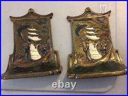 The Quest -Flawless Pair Japanese Pompeian Bronze Cast Metal Bookends-Doorstops