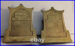The Quest -Flawless Pair Japanese Pompeian Bronze Cast Metal Bookends-Doorstops