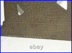 The Well of Wisdom Cast Bookends Signed & Dated Art Nouveau Deco
