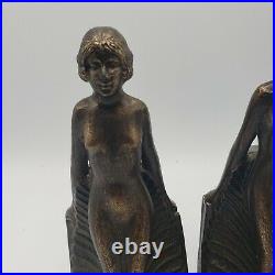 Toscano Elyse Art Deco Female Statue Figure Bookend Pair- Vintage Cast Iron