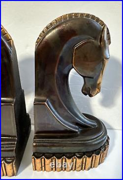 Trojan Horse Head Bookends Metal corp Copper Bronze Mid century MCM Vtg set vtg