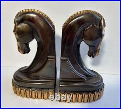 Trojan Horse Head Bookends Metal corp Copper Bronze Mid century MCM Vtg set vtg