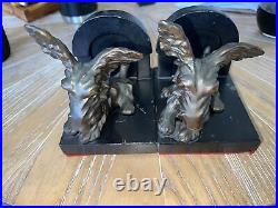 VERY RARE / Antique Roos Bros Scottie Dogs Bookends / SOLID BRONZE & MARBLE /
