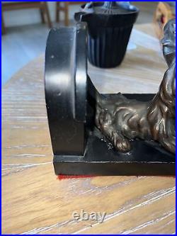VERY RARE / Antique Roos Bros Scottie Dogs Bookends / SOLID BRONZE & MARBLE /