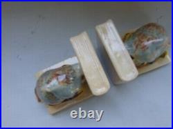 VINTAGE PAIR AUSTRALIAN POTTERY KOALA BOOKENDS H/PAINTED 1950's COLLECTABLES