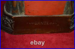 VINTAGE SET OF1920s POMPEIAN BRONZE DANTE & BEATRICE BOOKENDS MALE FEMALE RED