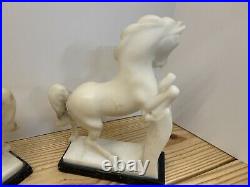 VTG Set Horse Art Deco Stone / Marble Type / Heavy Bookends Rare HTF Heavy 8lb