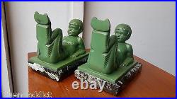 Very Rare Art Deco Bookends C. Charles Edit. Le Verrier Faun Satyre 1920
