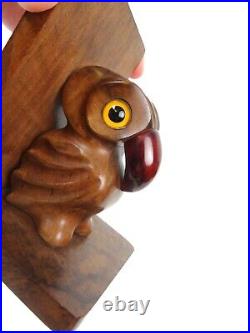 Very Rare Art Deco Glass Eyes & Bakelie Toucan Bird Pair Bookends Antique