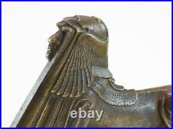 Very Rare Egyptian Revival Art Deco Sphinx Metal Bookends- Gorgeous, Unusual