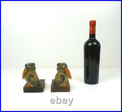 Very Rare French Art Deco Glass Eyes Toucan Bird Animal Pair Bookends Antique