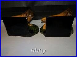 Very Rare Vintage 1920's Cliftwood Art Pottery Roaring Lion Standing Bookends