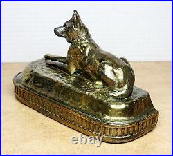Vintage 1920's Art Deco GERMAN SHEPHERD Dog Bookends Armor Bronze