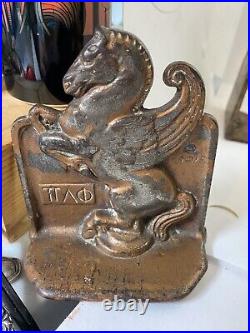 Vintage 1925 Copper Finish Art Deco DAL Pegasus Bookends Signed