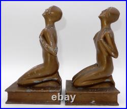 Vintage 1925 Pair Of Arturo Levi Art Deco The Soul Of The Book Female Bookends