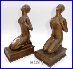 Vintage 1925 Pair Of Arturo Levi Art Deco The Soul Of The Book Female Bookends