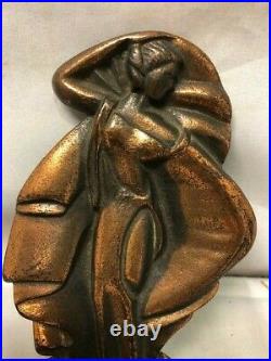 Vintage 1929 Art Deco Cast Iron Bronze Finish MISS MODERNE Lady Bookends