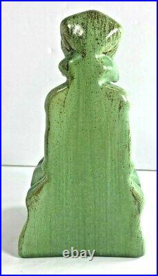 Vintage 1929 Sunbonnet Girl Ceramic Bookend #521 Cowan Pottery Art Deco lt green