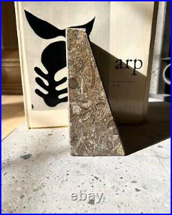 Vintage 60's Mid-Century Marble Geometric Bookends Art Deco Natural Stone Gray 2