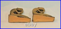 Vintage ART DECO Stylized Cubist Nude Woman BOOKENDS Pair Gold Metal Modigliani