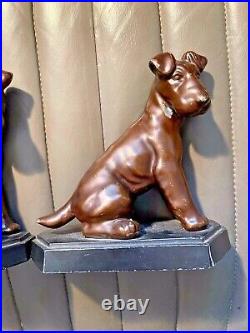Vintage Airedale Terrier Seated Art Deco Spelter Dog Bookends Metal 8 Pair