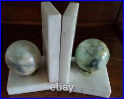 Vintage Alabaster Sphere Orb Bookends