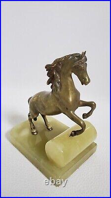 Vintage Antique Bookends 100% Solid Bronze Horse Sculpture on Onyx Base