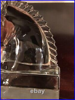Vintage Art Deco 1930s Heisey Clear Crystal Glass Horse Head Bookends 7