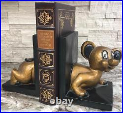 Vintage Art Deco Book Ends Mouse Figural BOOKENDS Pie eyed Mickey Rat chalkware