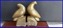 Vintage Art Deco Brass Doves Bookends