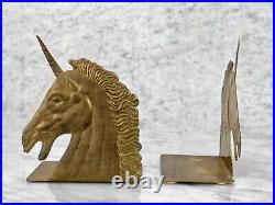Vintage Art Deco Brass Unicorn Head Bookends A Pair