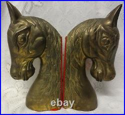 Vintage Art Deco Bronse Brass 2 Large Horse Head Bookend Book Ends