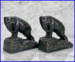 Vintage Art Deco Chalkware Elephant Library Bookends A Pair