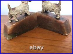 Vintage Art Deco Cold Painted Terrier Dog Bookends 1920s 1930s